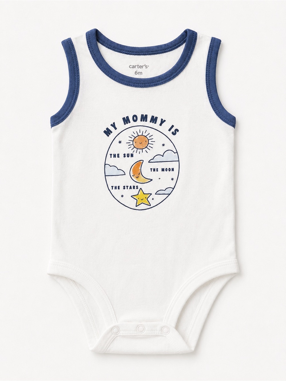 “My Mommy is The Sun, The Moon, The Stars” Bodysuit with Blue Trim